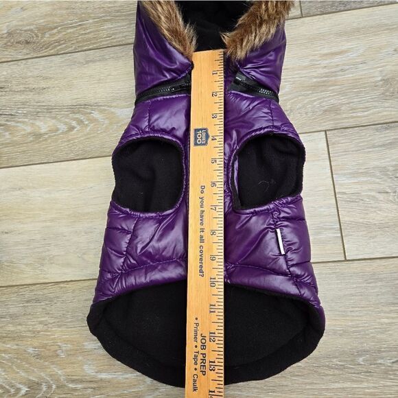 Fou Fou Doggie Puffer Vest Jacket with removable zipper hood , velcro closure M - Picture 10 of 15